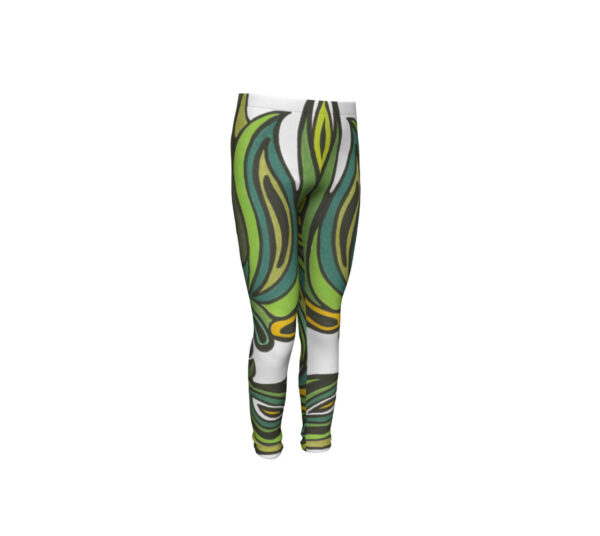 Green Bird or Leaves Youth Leggings